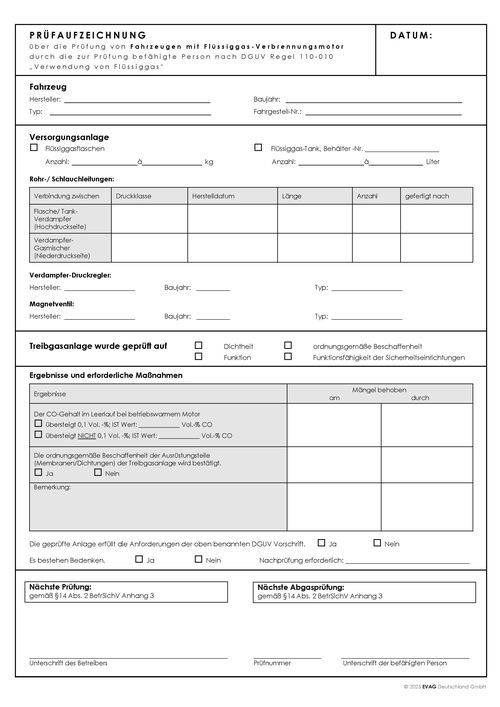 Prüfaufzeichnung Flurförderzeuge