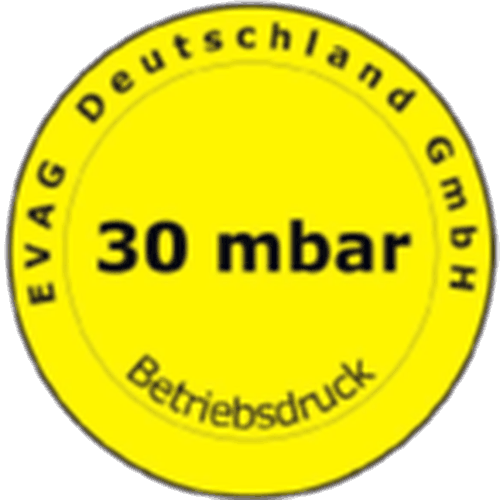 Plakette Betriebsdruck 30 mbar