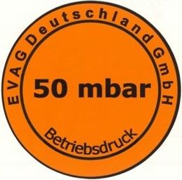 Plakette Betriebsdruck 50 mbar