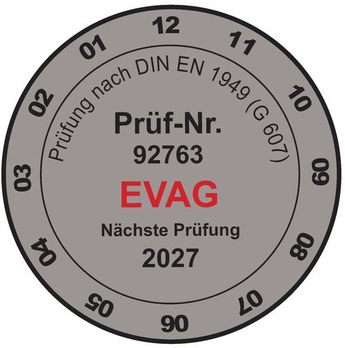 Prüfplakette silber für Flüssiggasanlagen nach G 607