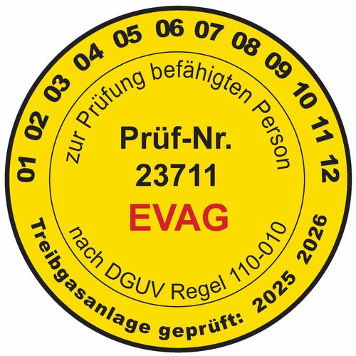 Prüfplakette gelb für Treibgas-Flurförderzeuge
